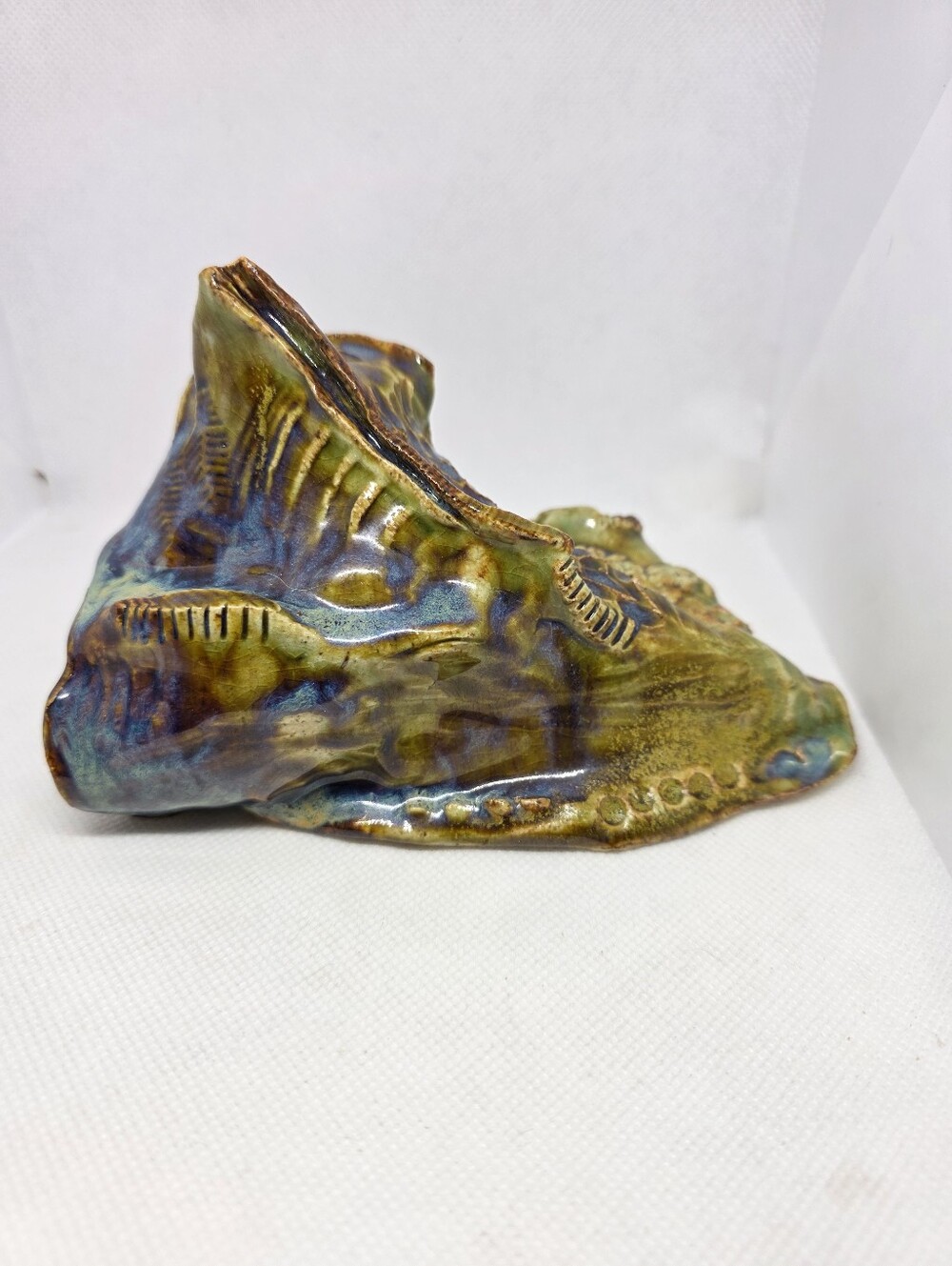 Vintage Handmade Art Pottery Seashell Vessel